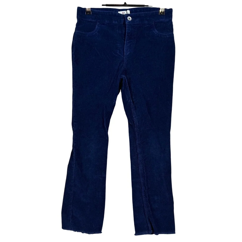 Vineyard Vines Kids Navy Blue‎ Corduroy Pants Size 12 Raw Hem Adjustable Waist